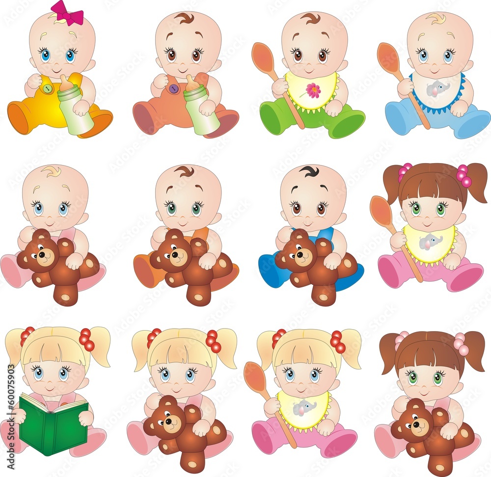 Baby vectors isolated on white background collection Baby vectors isolated on white background collection