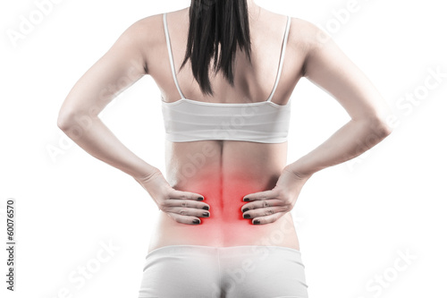 female body with back inflammation. isolated