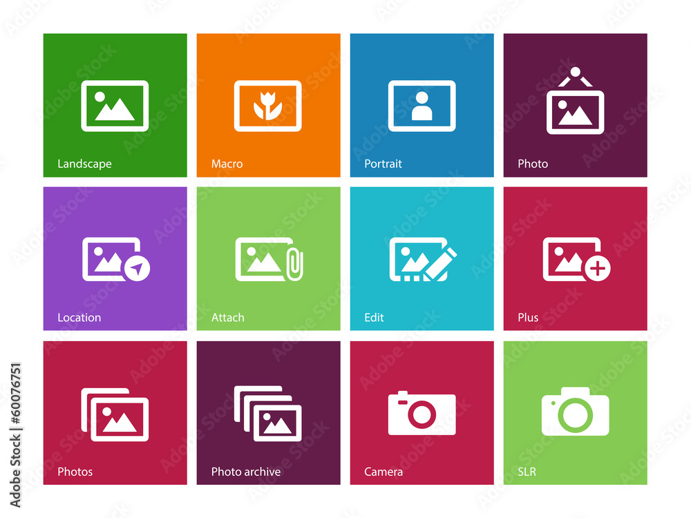 Photographs and Camera icons on color background. Photographs and Camera icons on color background.