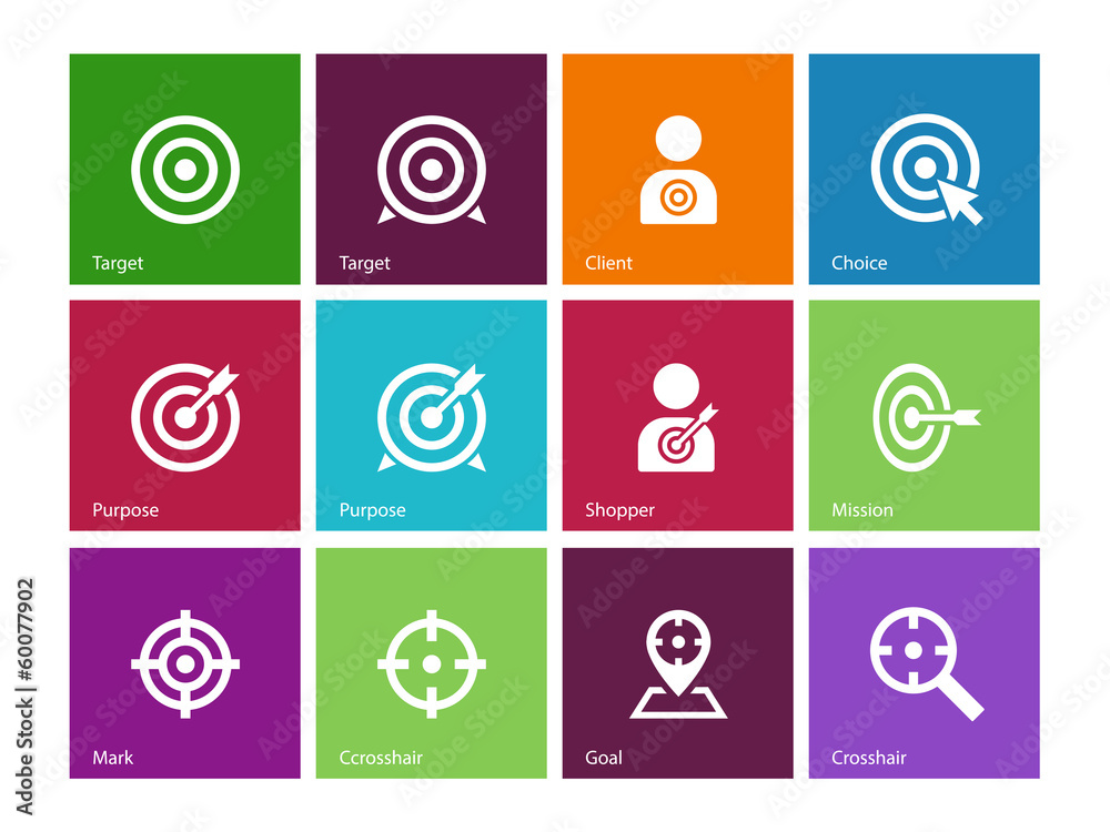 Target icons on color background.