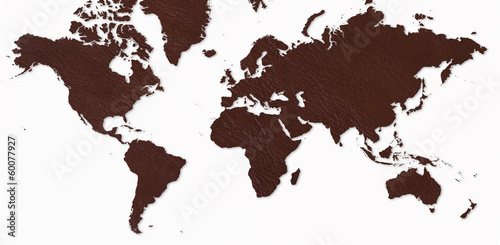 世界地図/革製