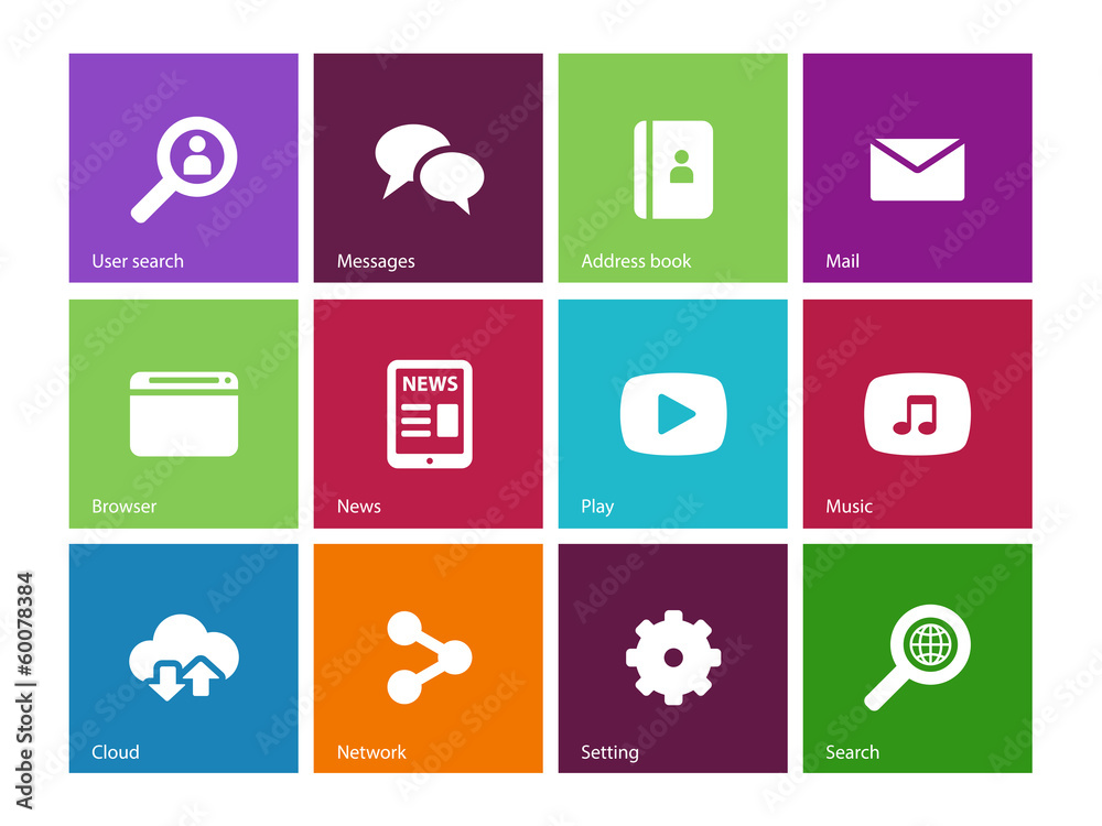 Web icons on color background. Web icons on color background.
