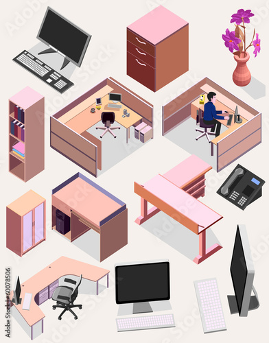office isometric elements