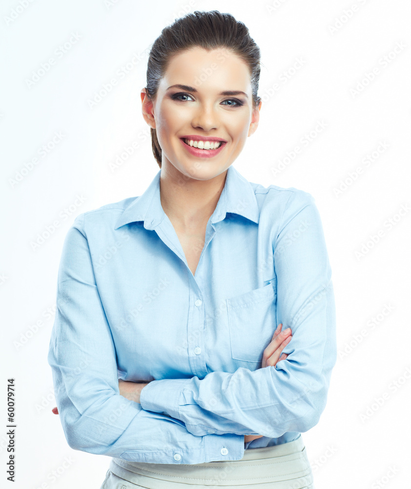 Portrait of smiling business woman, isolated on white backgroun Portrait of smiling business woman, isolated on white backgroun