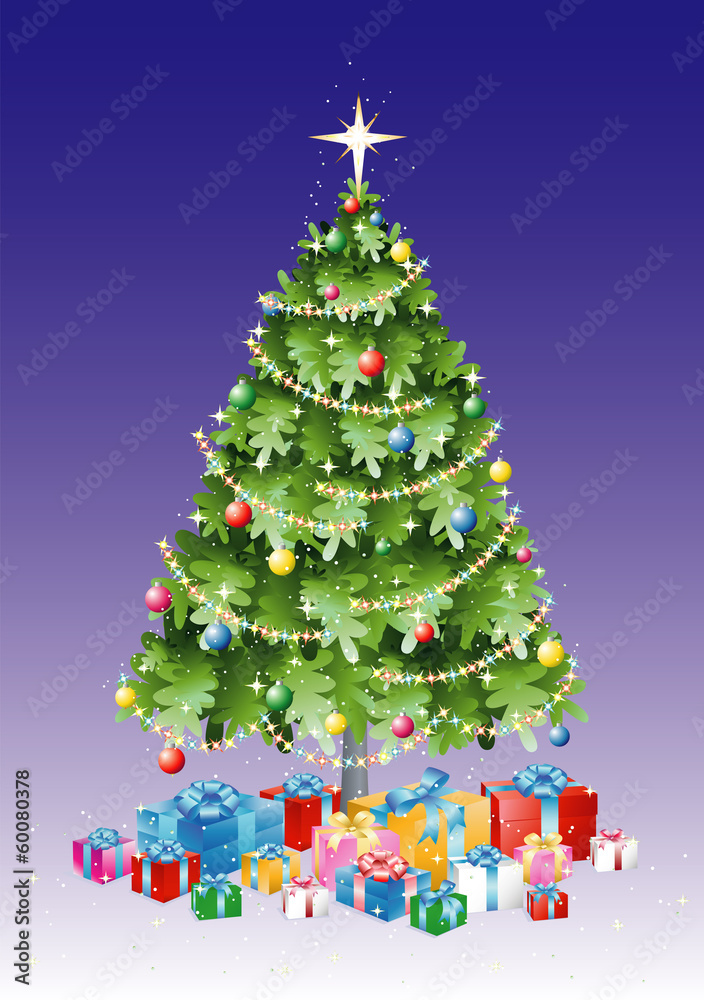 Christmas Tree with Decorations and Presents Christmas Tree with Decorations and Presents