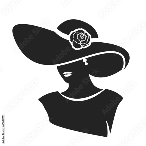 Beautiful female face with hat icon. vector illustration