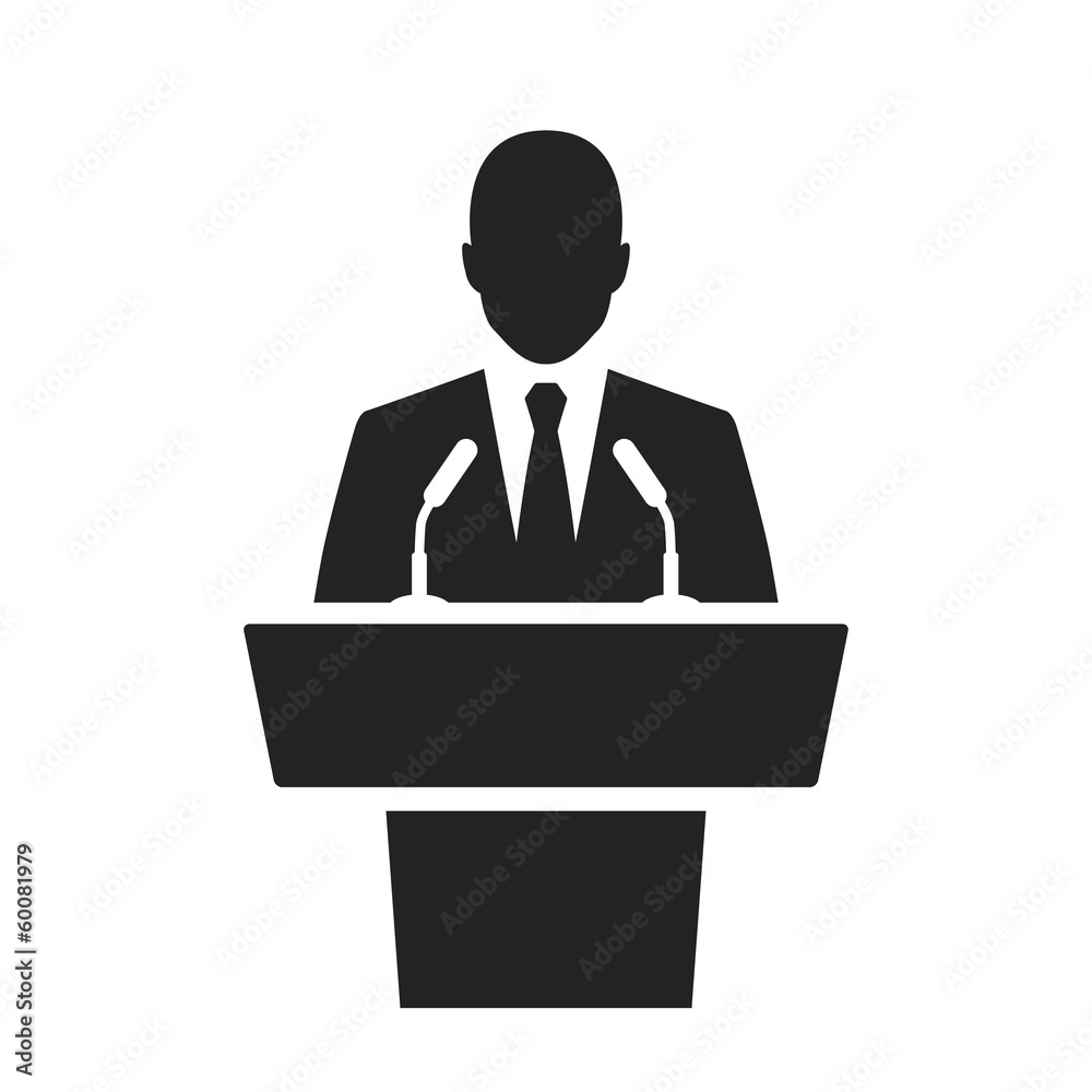 speaker black icon. orator speaking from tribune speaker black icon. orator speaking from tribune