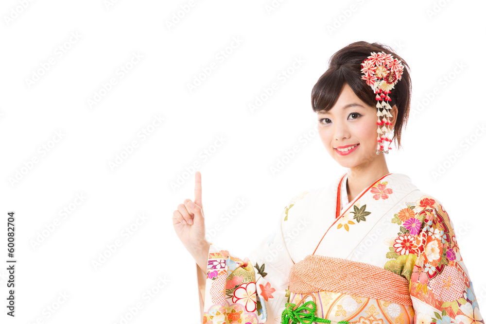 japanese kimono woman on white background japanese kimono woman on white background