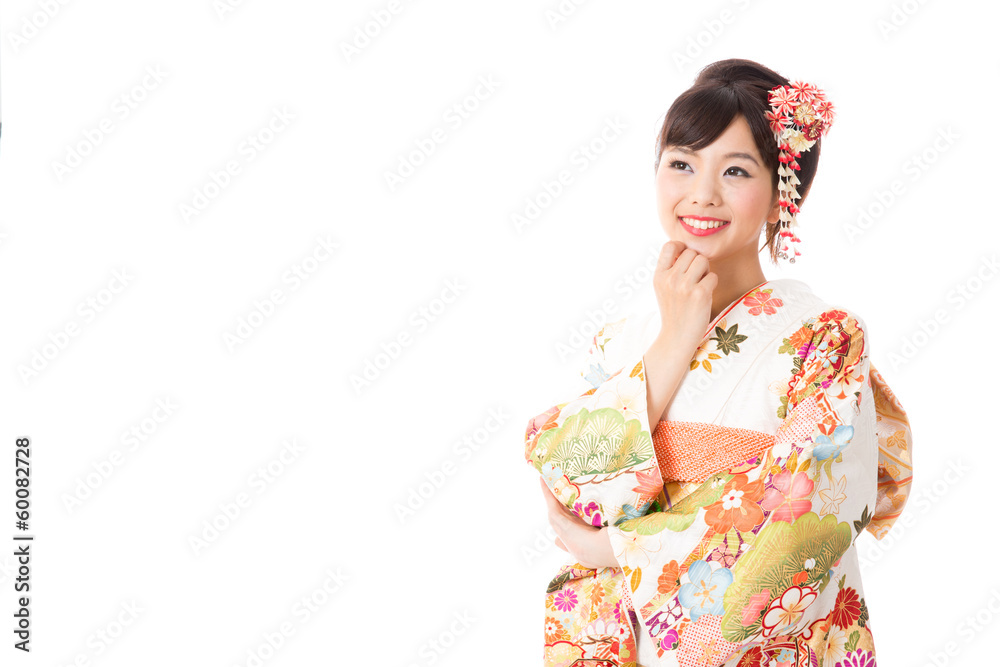 japanese kimono woman on white background japanese kimono woman on white background