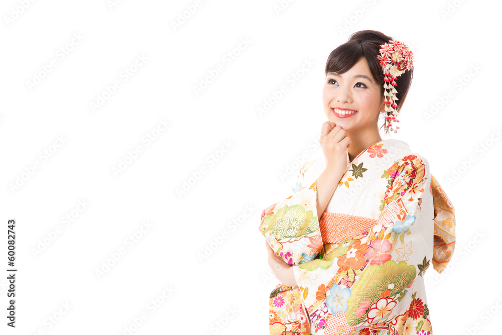japanese kimono woman on white background japanese kimono woman on white background