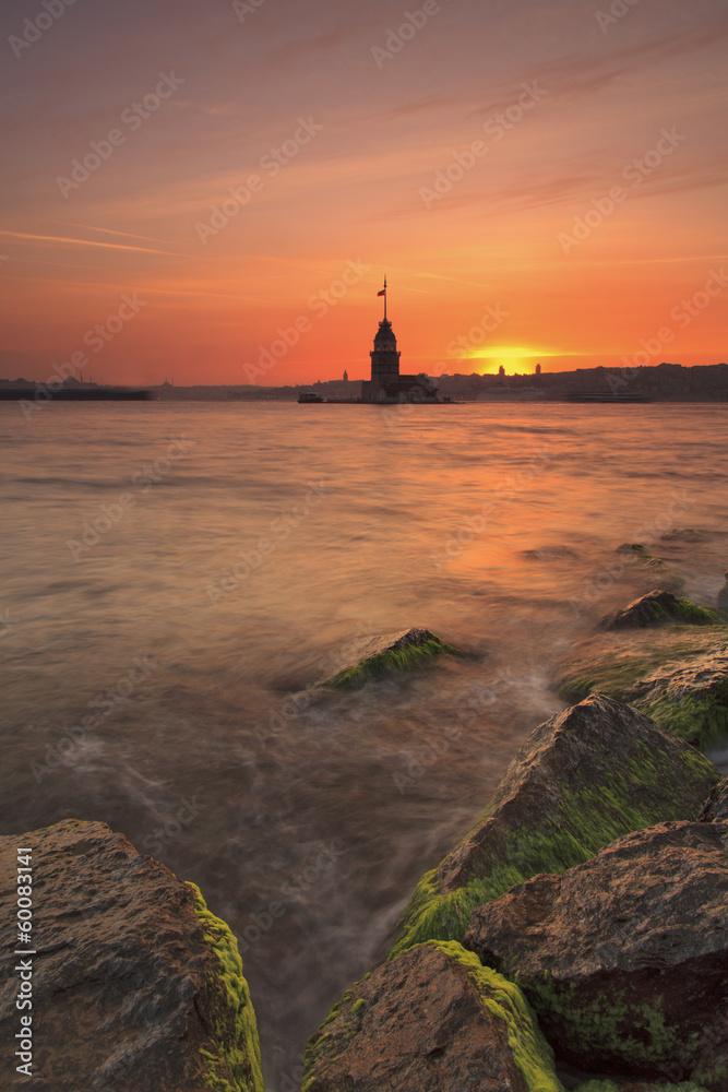 Maiden's Tower in Istanbul at sunset
