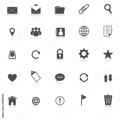Mail icons with reflect on white background