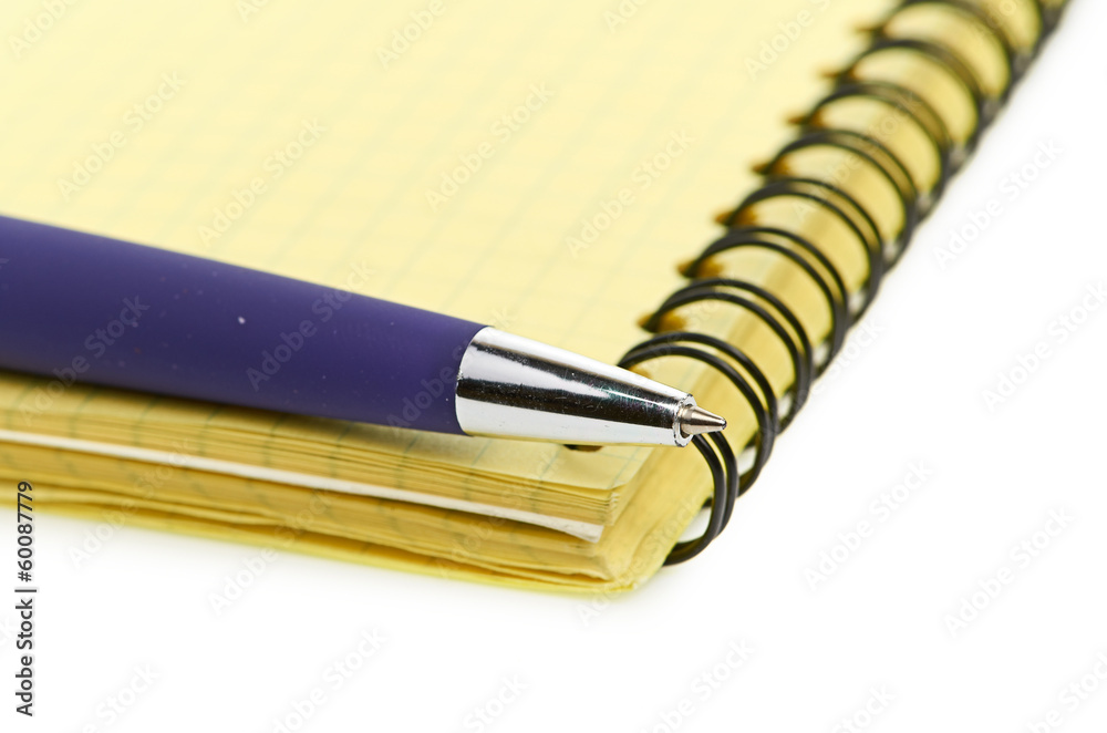 notepad and pen isolated on white background notepad and pen isolated on white background