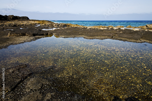 coastline in lanzarote spain pond   cloud beach  water  musk © lkpro