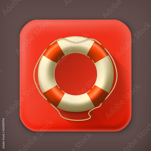 Lifebuoy, long shadow vector icon