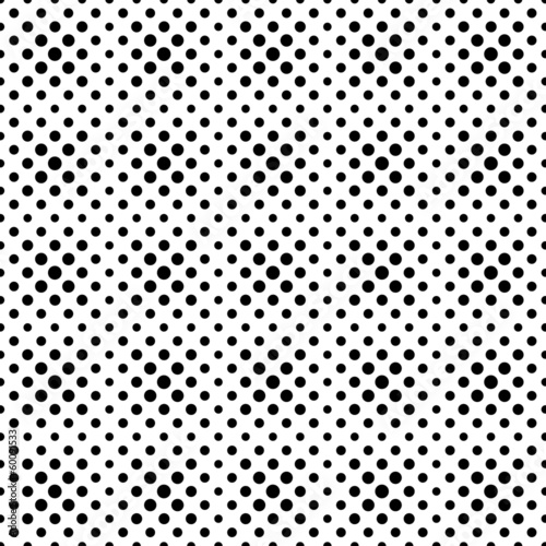 Seamless pattern of black dots, circles