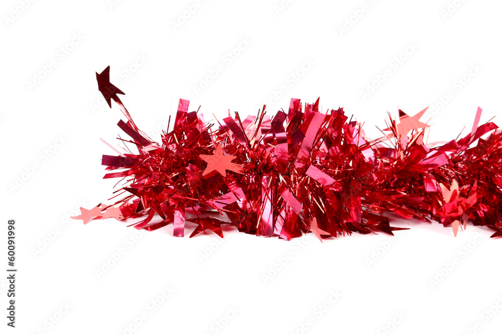Naklejka premium Christmas red tinsel.