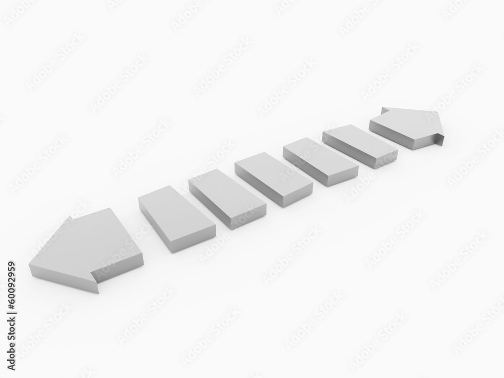 White abstract arrow concept rendered isolated White abstract arrow concept rendered isolated