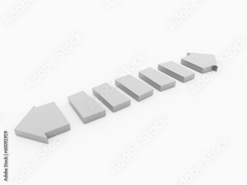 White abstract arrow concept rendered isolated