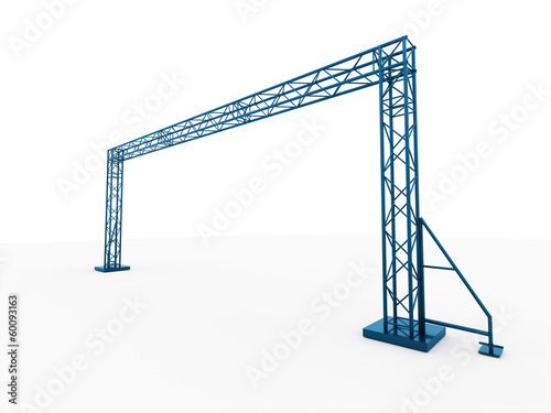 Blue stage construction rendered isolated