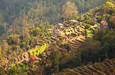 Handdoek met foto Nepal Landbouw in Nepalese Himalaya hooglanden  © kiwisoul