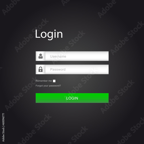 Vector login interface - username and password