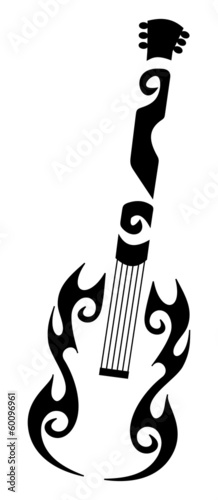 tribal tattoo of a guitar