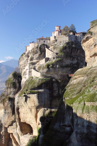 greek orthodox church and monastery on a pinnacle of rock in meteora 