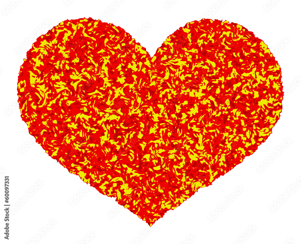 Abstract art fire heart background, vector illustration