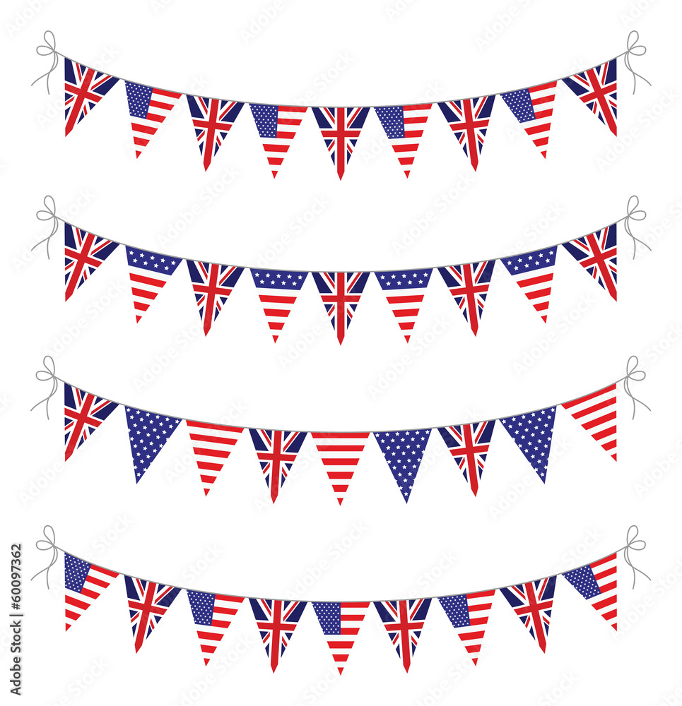 Obraz premium usa and uk bunting set