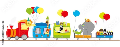 Obraz zoo pociąg - przyjęcie urodzinowe