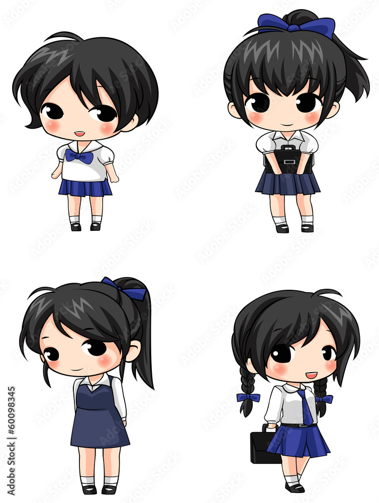 Cute Thai schoolgirl sprite icons Cute Thai schoolgirl sprite icons