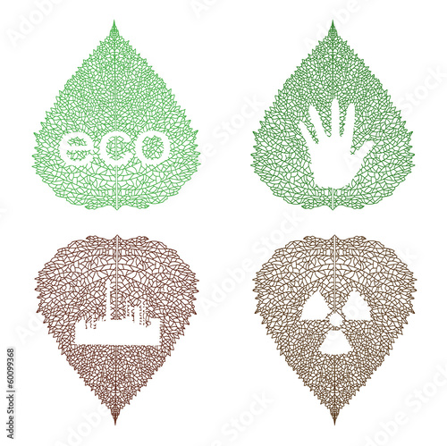 eco symbols on openwork leaves