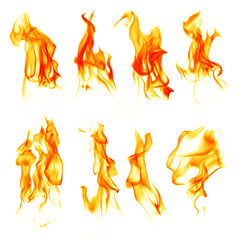 Fire flames isolated on white background
