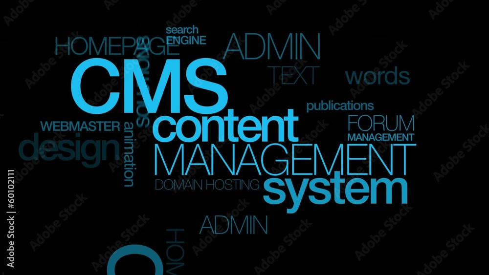 CMS content management system word tag cloud animation