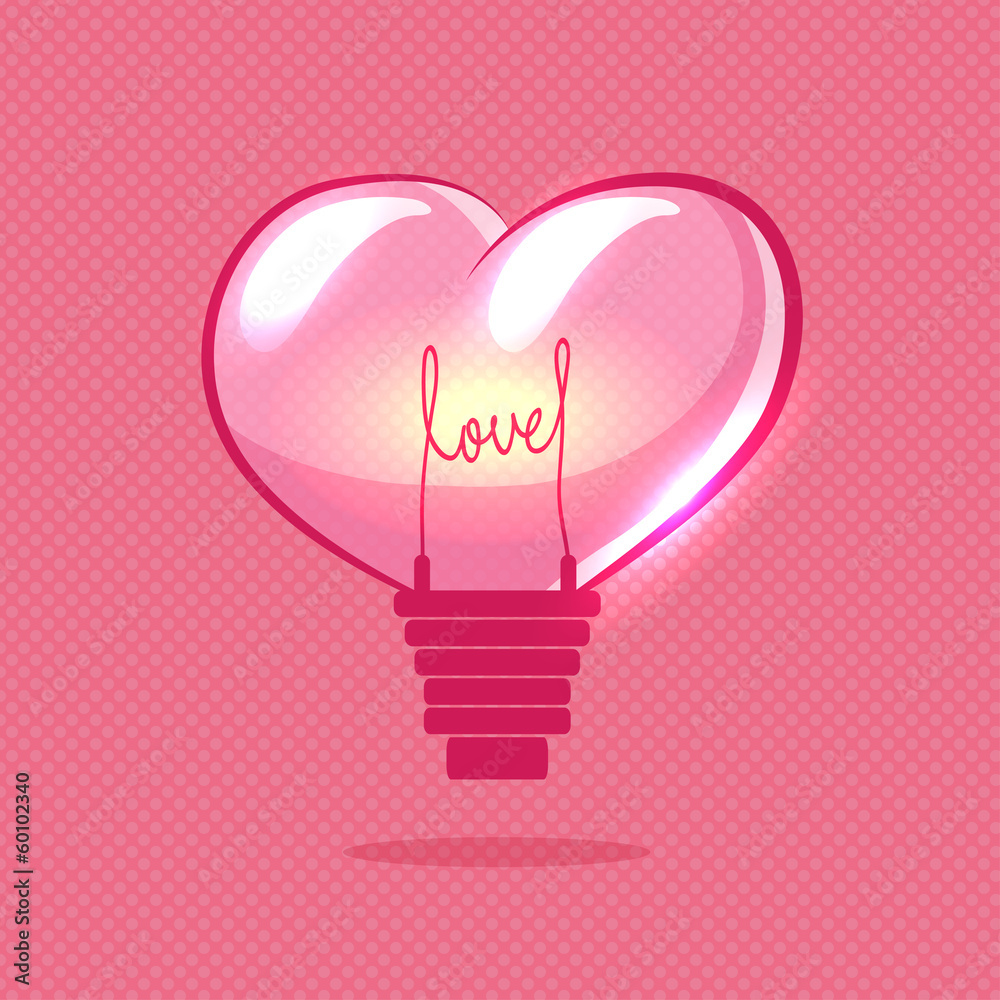 vector heart bulb on valentines day