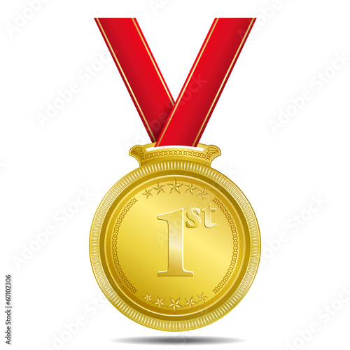 Gold Medal 1st Position Medal Vector Icon