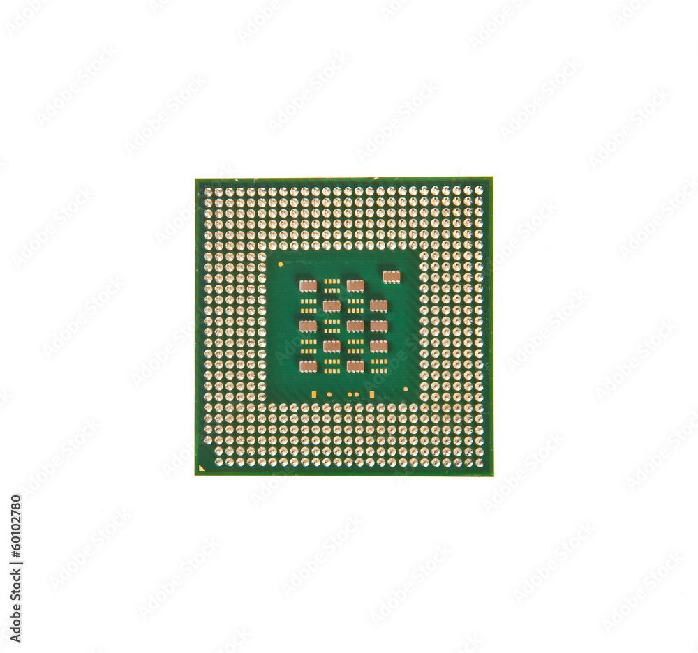 computer microprocessor on a white background computer microprocessor on a white background