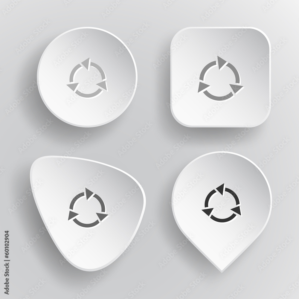 Recycle symbol. White flat vector buttons on gray background. Recycle symbol. White flat vector buttons on gray background.