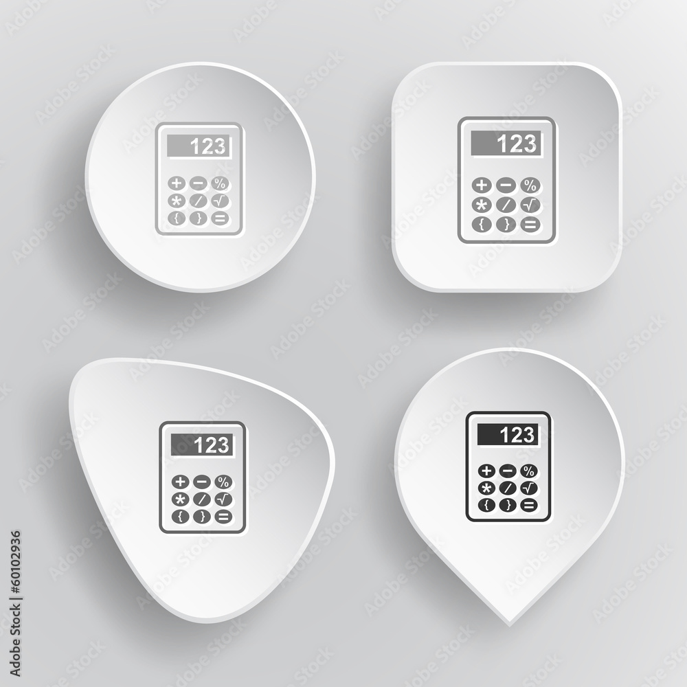 Calculator. White flat vector buttons on gray background. Calculator. White flat vector buttons on gray background.