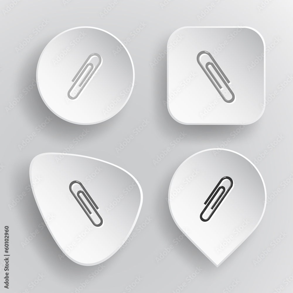 Clip. White flat vector buttons on gray background. Clip. White flat vector buttons on gray background.