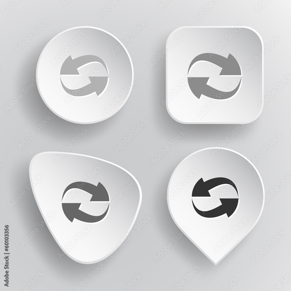 Recycle symbol. White flat vector buttons on gray background. Recycle symbol. White flat vector buttons on gray background.