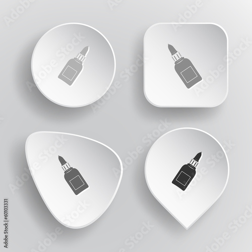 Glue bottle. White flat vector buttons on gray background.
