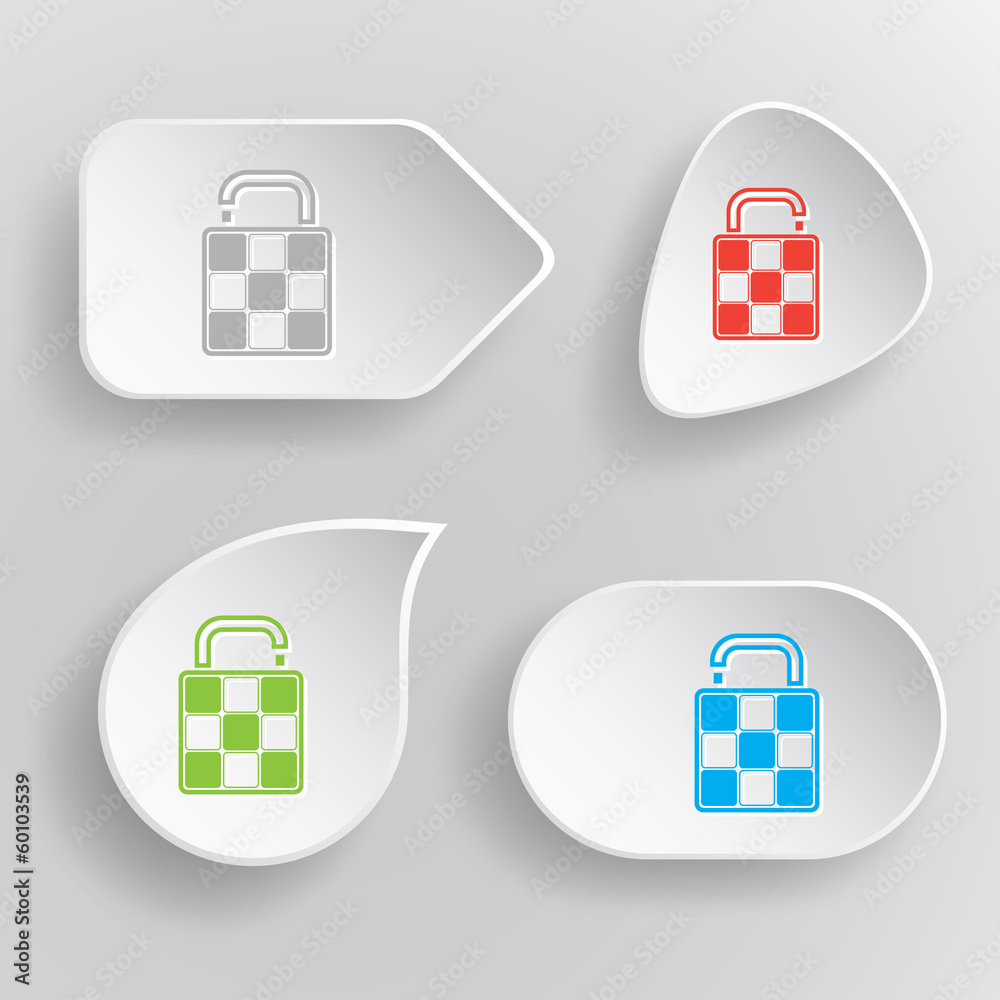 Bag. White flat vector buttons on gray background. Bag. White flat vector buttons on gray background.