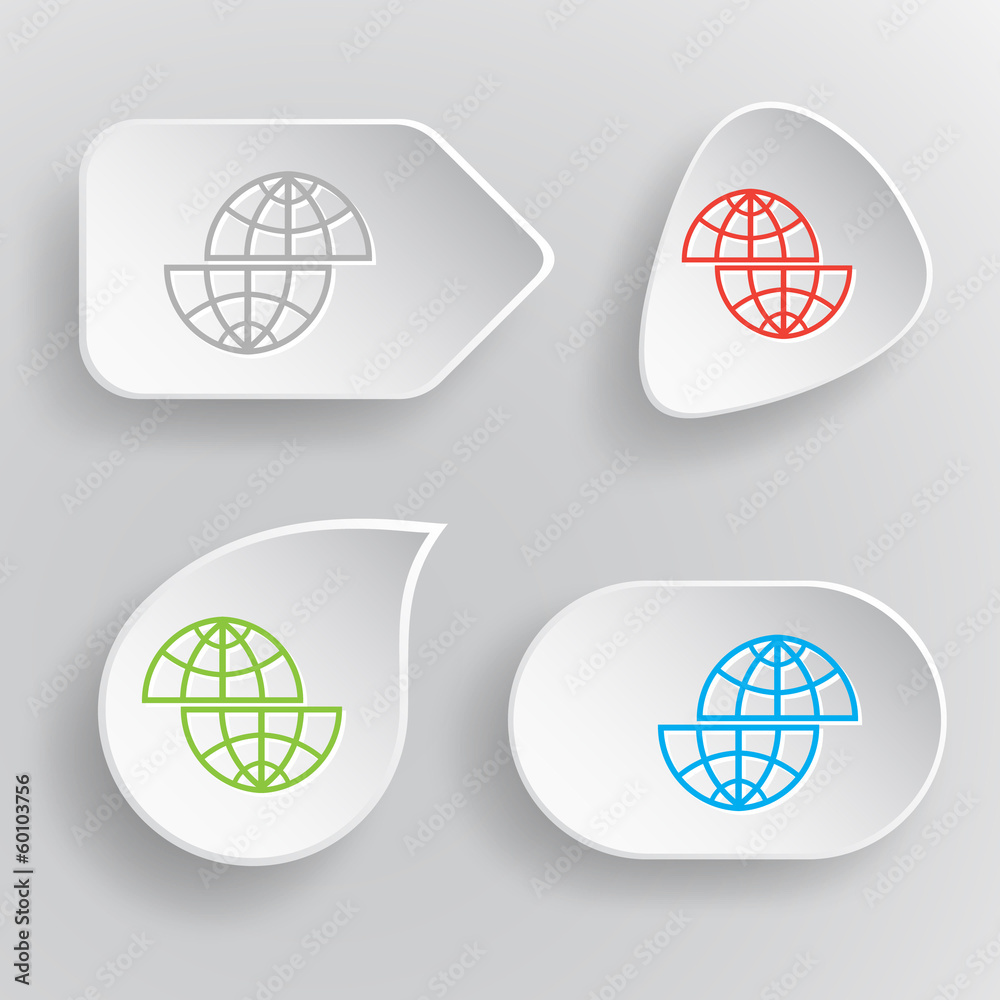 Shift globe. White flat vector buttons on gray background. Shift globe. White flat vector buttons on gray background.