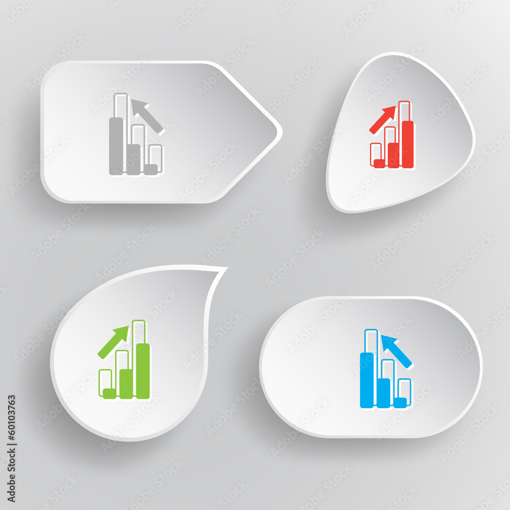 Diagram. White flat vector buttons on gray background. Diagram. White flat vector buttons on gray background.