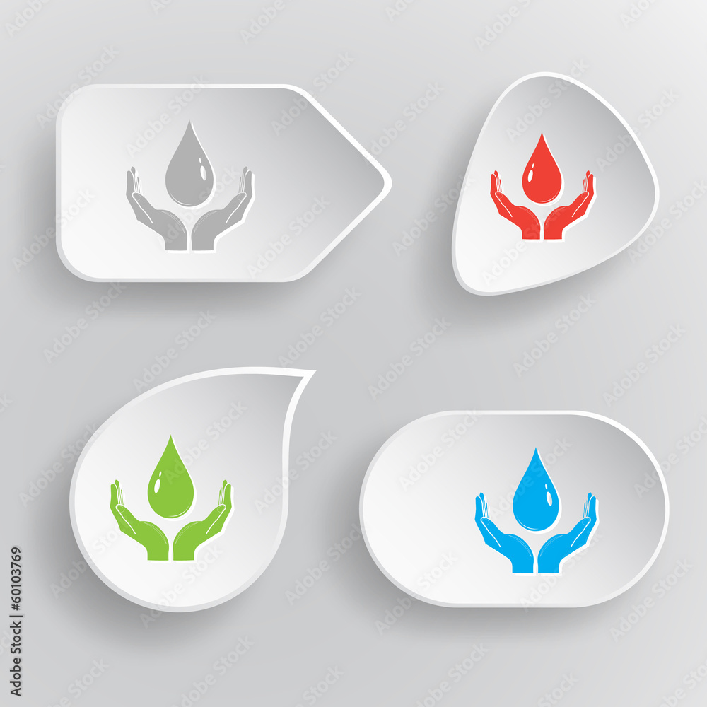 Protection blood. White flat vector buttons on gray background. Protection blood. White flat vector buttons on gray background.