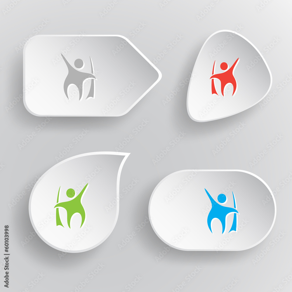 Little man. White flat vector buttons on gray background. Little man. White flat vector buttons on gray background.