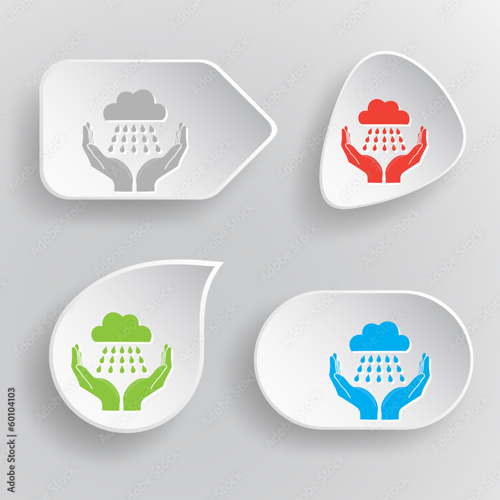 weather in hands. White flat vector buttons on gray background. weather in hands. White flat vector buttons on gray background.