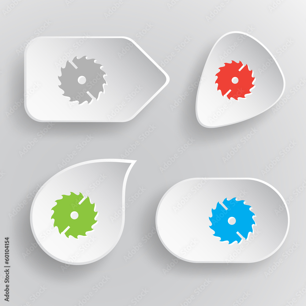 Circ saw. White flat vector buttons on gray background. Circ saw. White flat vector buttons on gray background.